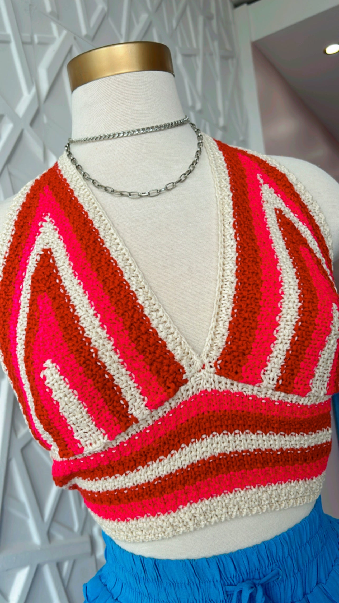 Crochet Top | Red & Pink