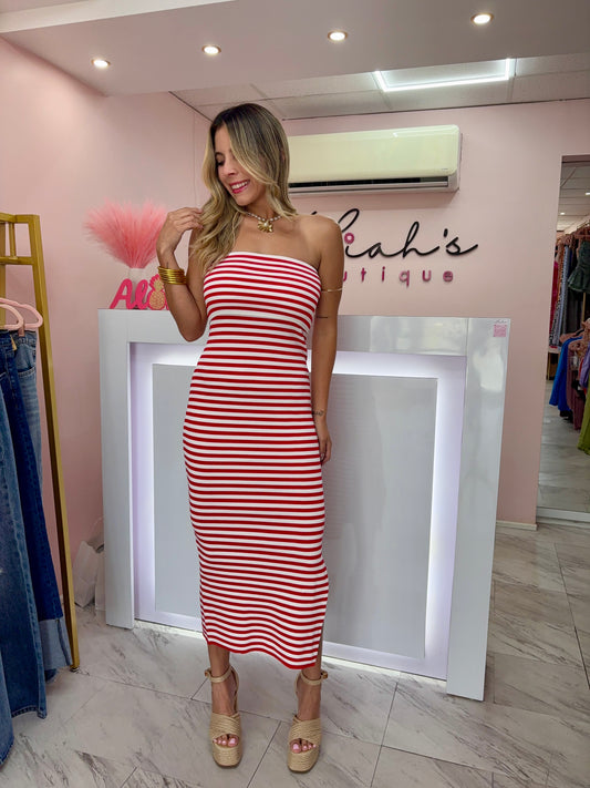 Maxi Dress | Red & White