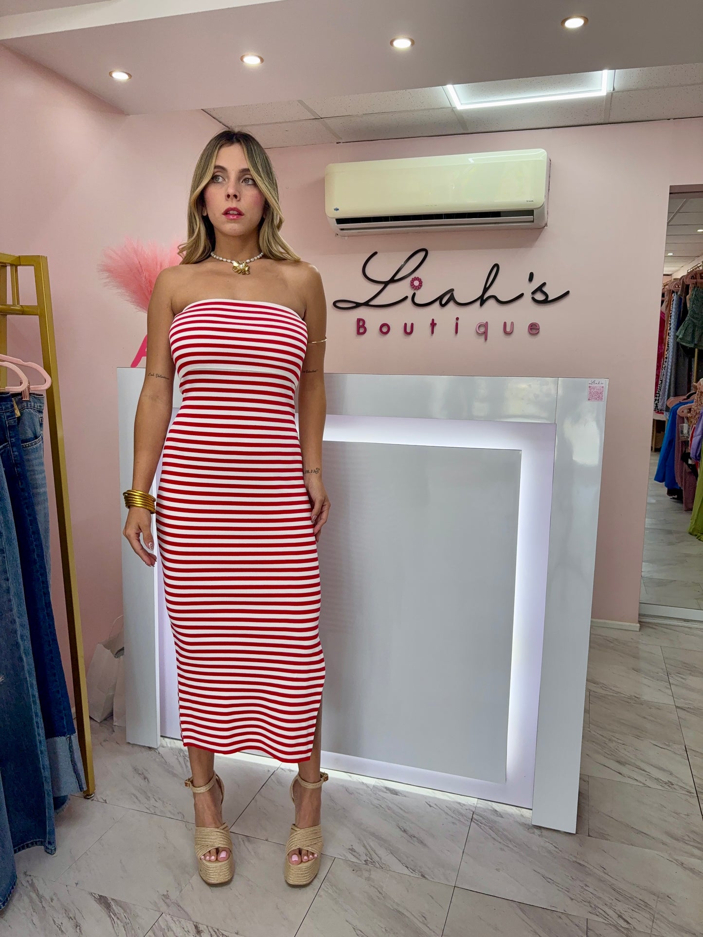 Maxi Dress | Red & White