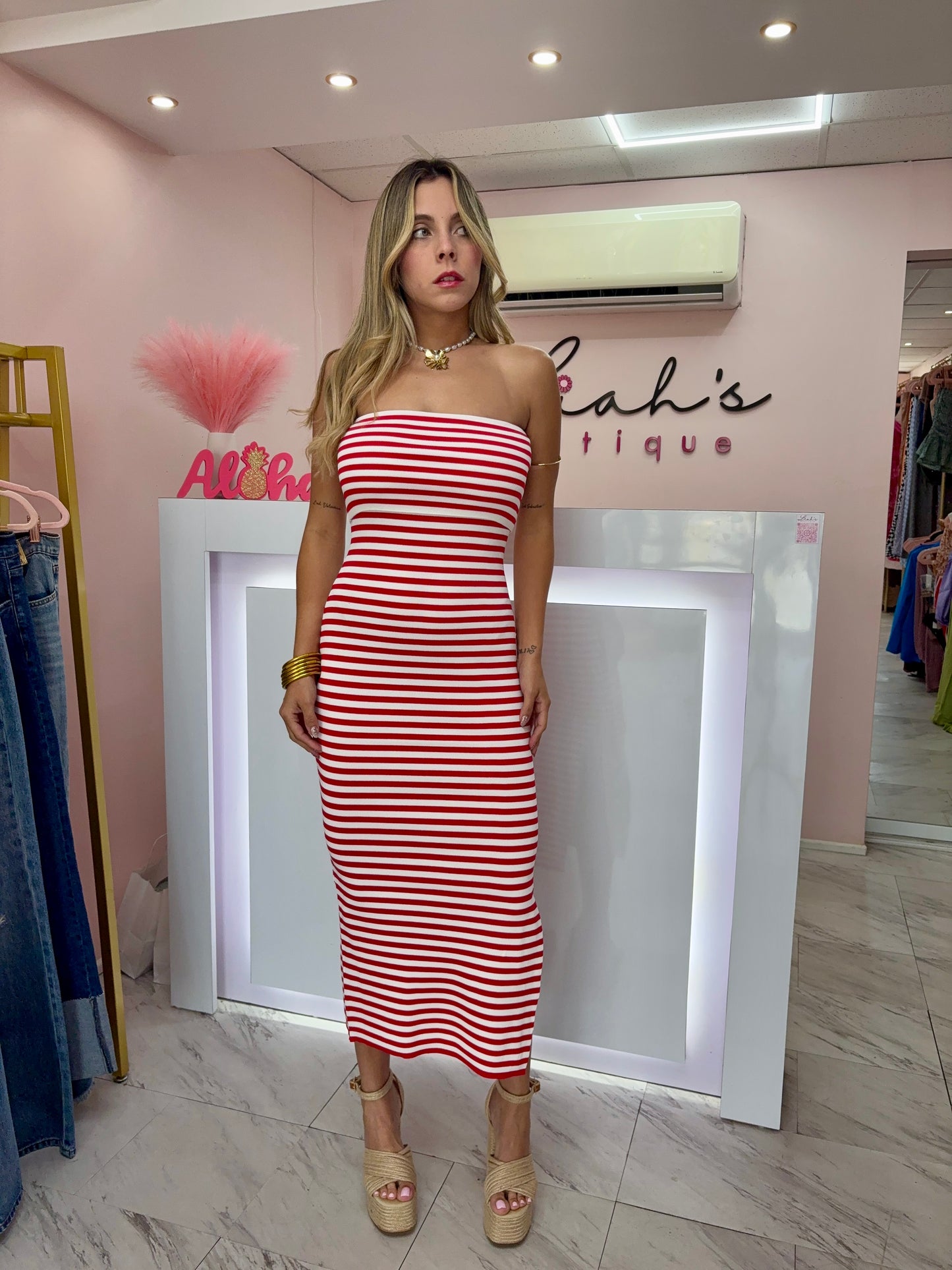 Maxi Dress | Red & White