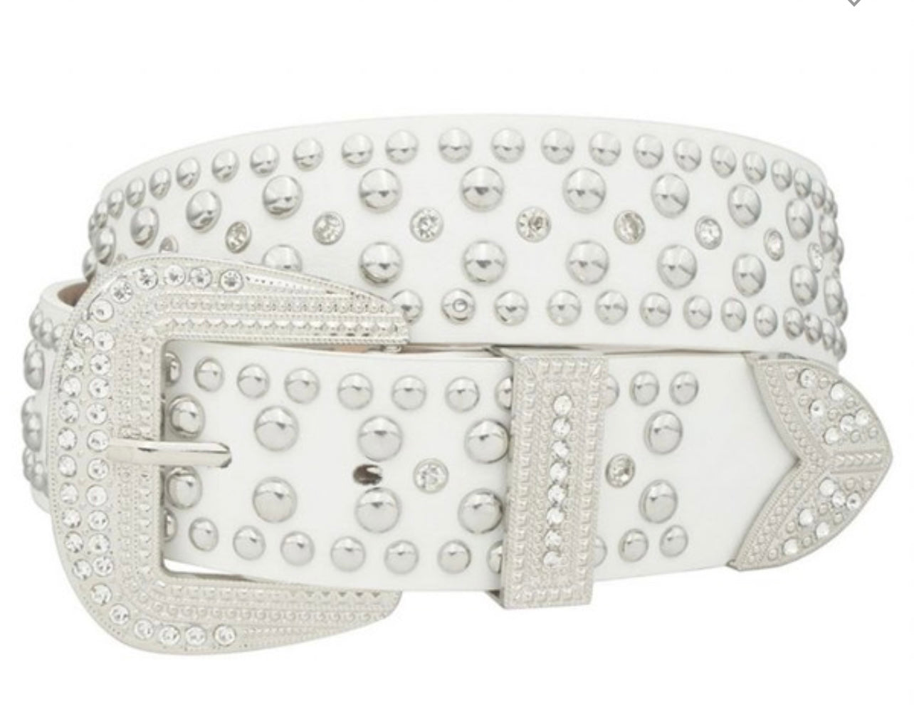 Rhinestone Belt | White