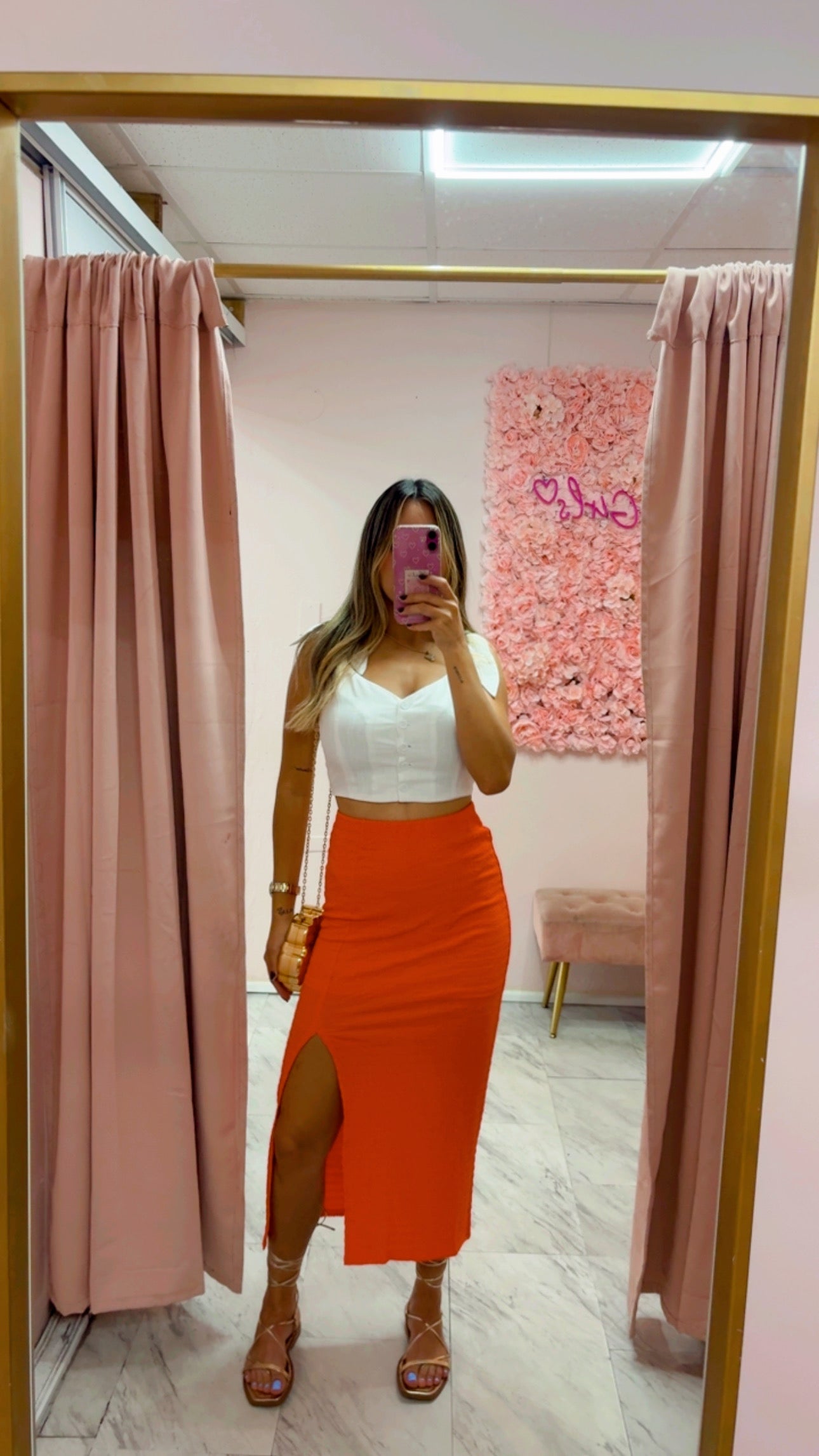 Midi Skirt | Orange