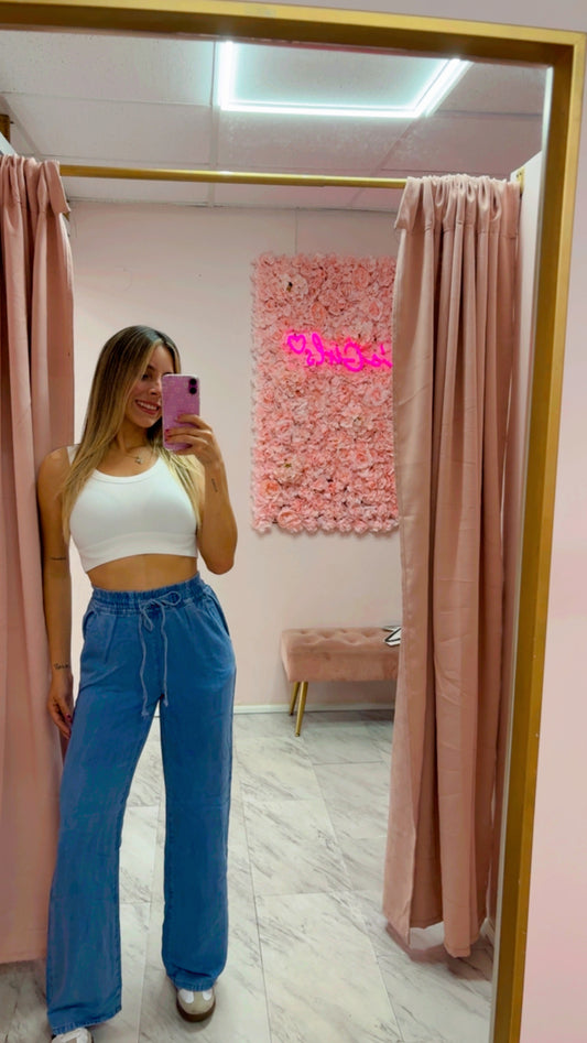 Wide Leg Pant | Light Denim