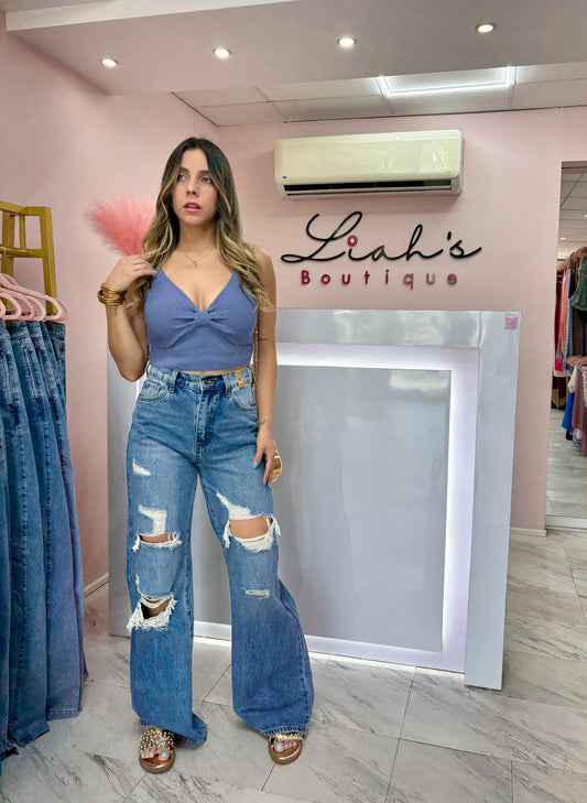 Wide Leg Jean | Medium Stone