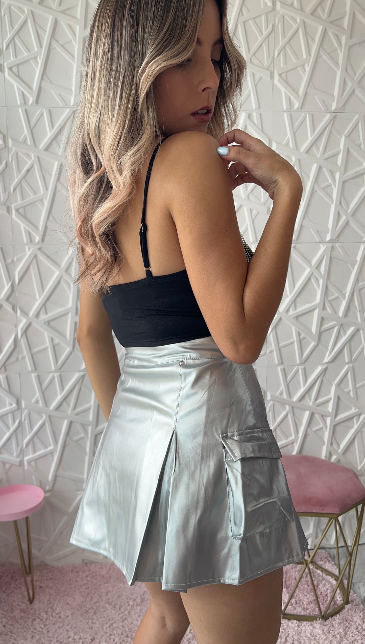 Metallic Cargo Skort