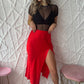Satin Skirt Midi | Red