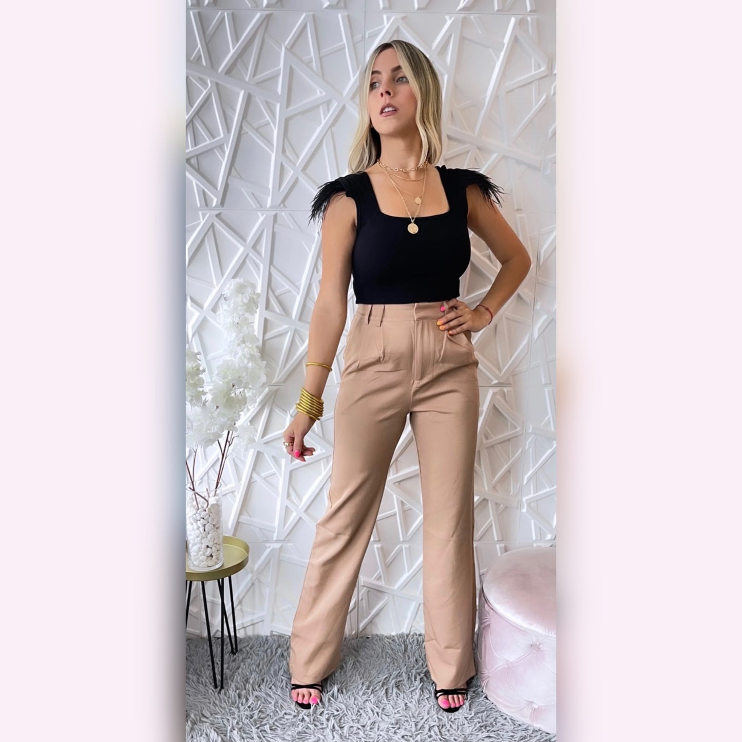 Wide Leg Pants | Tan